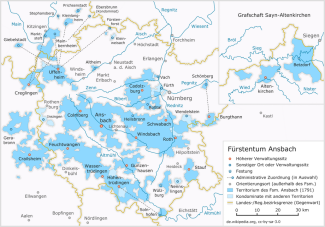 Landkarte des Markgraftum Ansbach im Jahr 1791