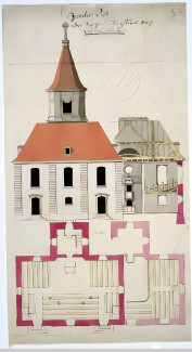 Grundriss und Aufriss von St. Martin in Alfershausen von Johann David Steingruber