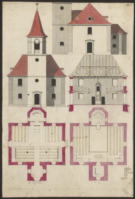  Entwurf einer neuen Querhauskirche in Rudolzhofen von Johann David Steingruber